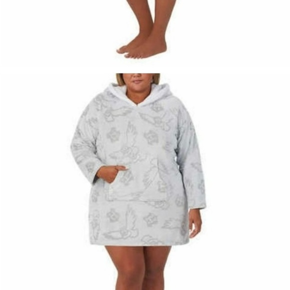 Comfy Disney Happy Potter Lounge PJs Super Soft Fleece w Hoodie Gray/Blue L - Picture 10 of 10